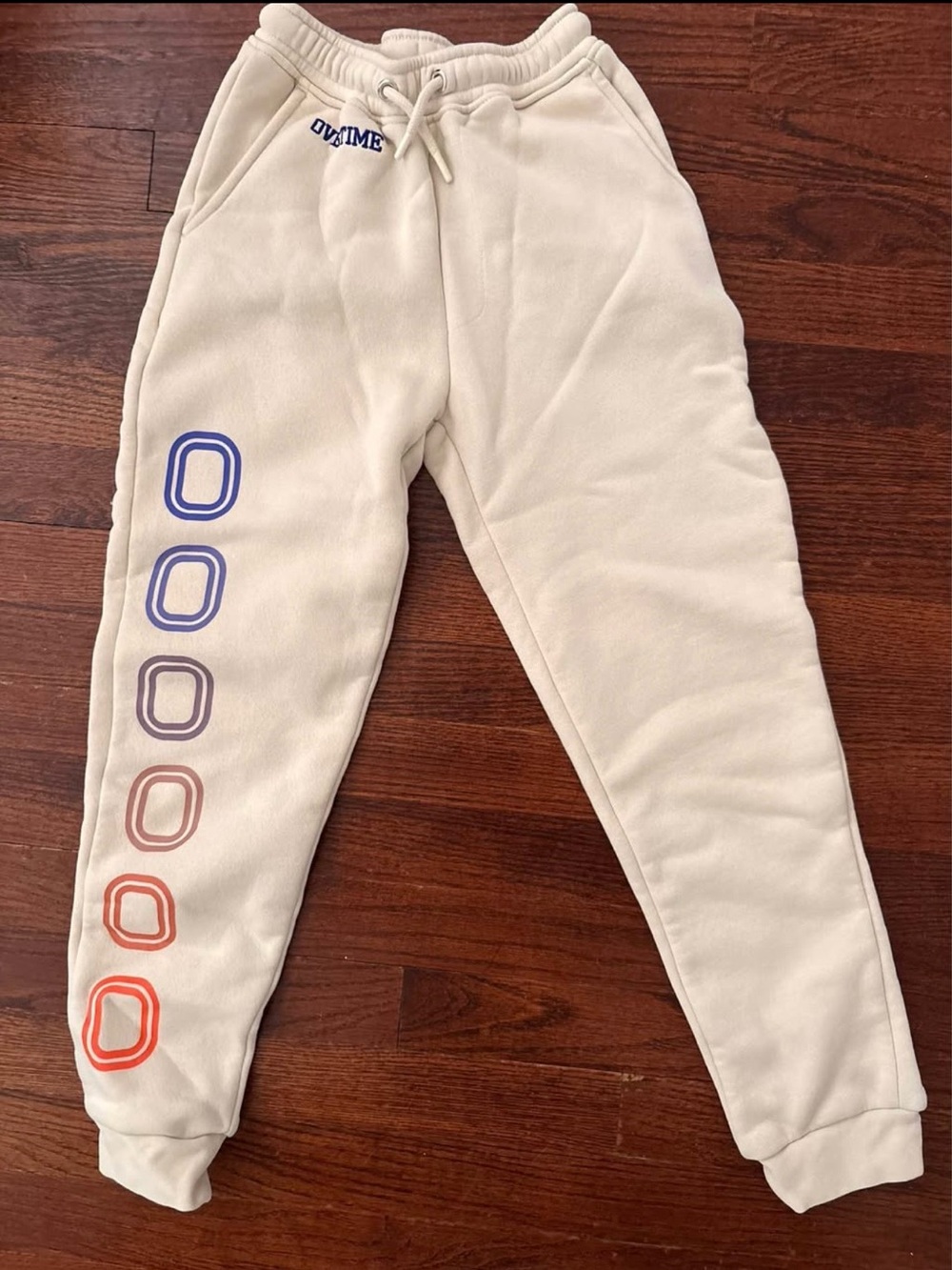 Youth Large Overtime Cream Joggers with Gradient Ring Detail